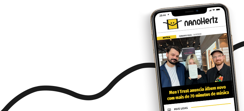 Mobile mockup showing Nanohertz home page.