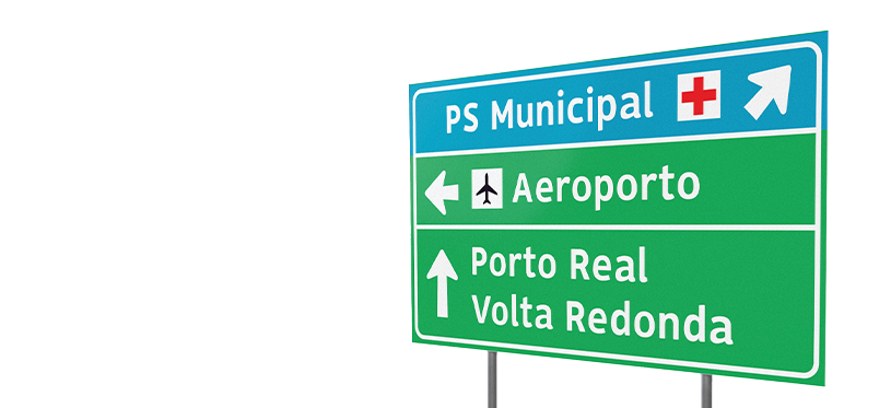 Road sign example set in Rodo Sans.