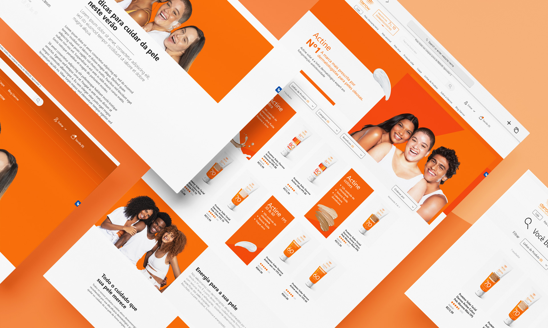 High-fidelity prototypes of Darrow's category page, as well as institutional  and PDP.
