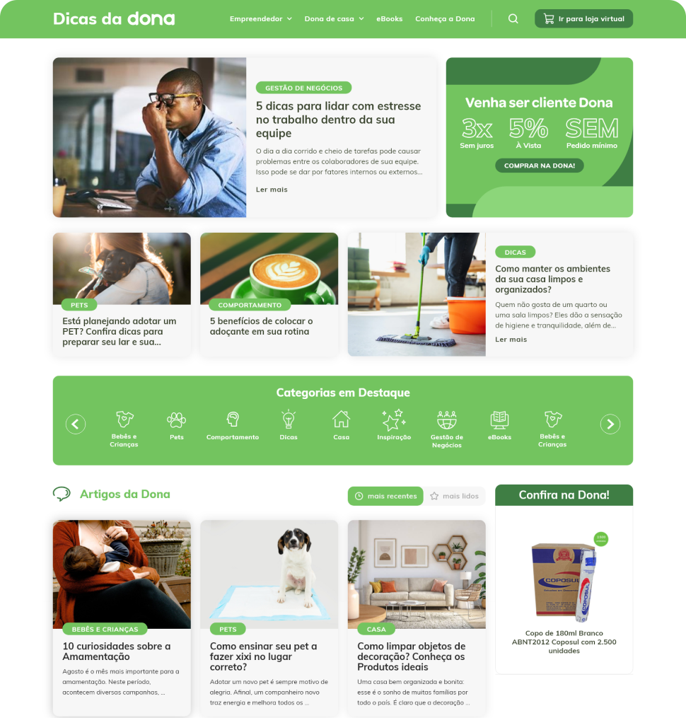 Mockup displaying the blog layout on desktop.